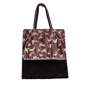 Y2K Old Navy Baby Pink Blue Iridescent Butterfly Velvet Brown Eggplant Tote Bag